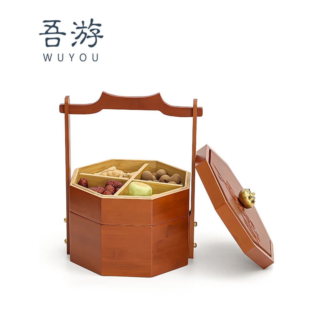 Wuyou casamento chinês Retro caixa portátil High-End refresco bandeja compartimento de armazenamento bandeja de pastelar