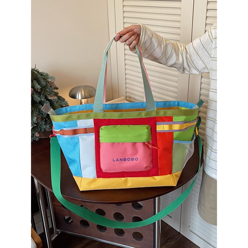 Dopamina Outdoor Contraste Cor Bolsa de Viagem de Curta Distância Feminina Leve Alto Valor Casual Grande Capacidade Bols