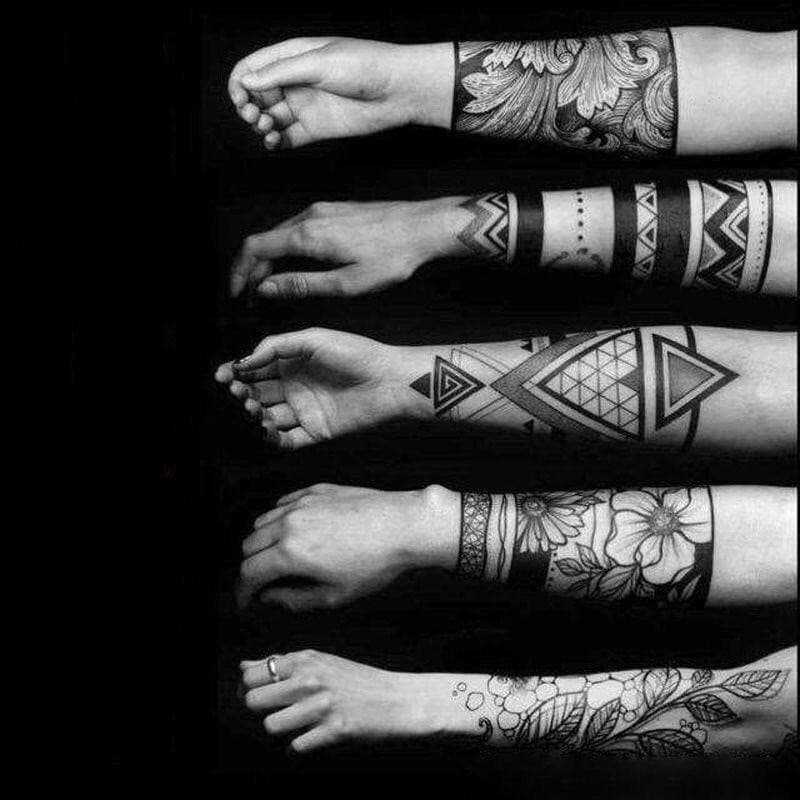 9pcs Braço Anel Tatuagem Apliques Temporária À Prova D'água No