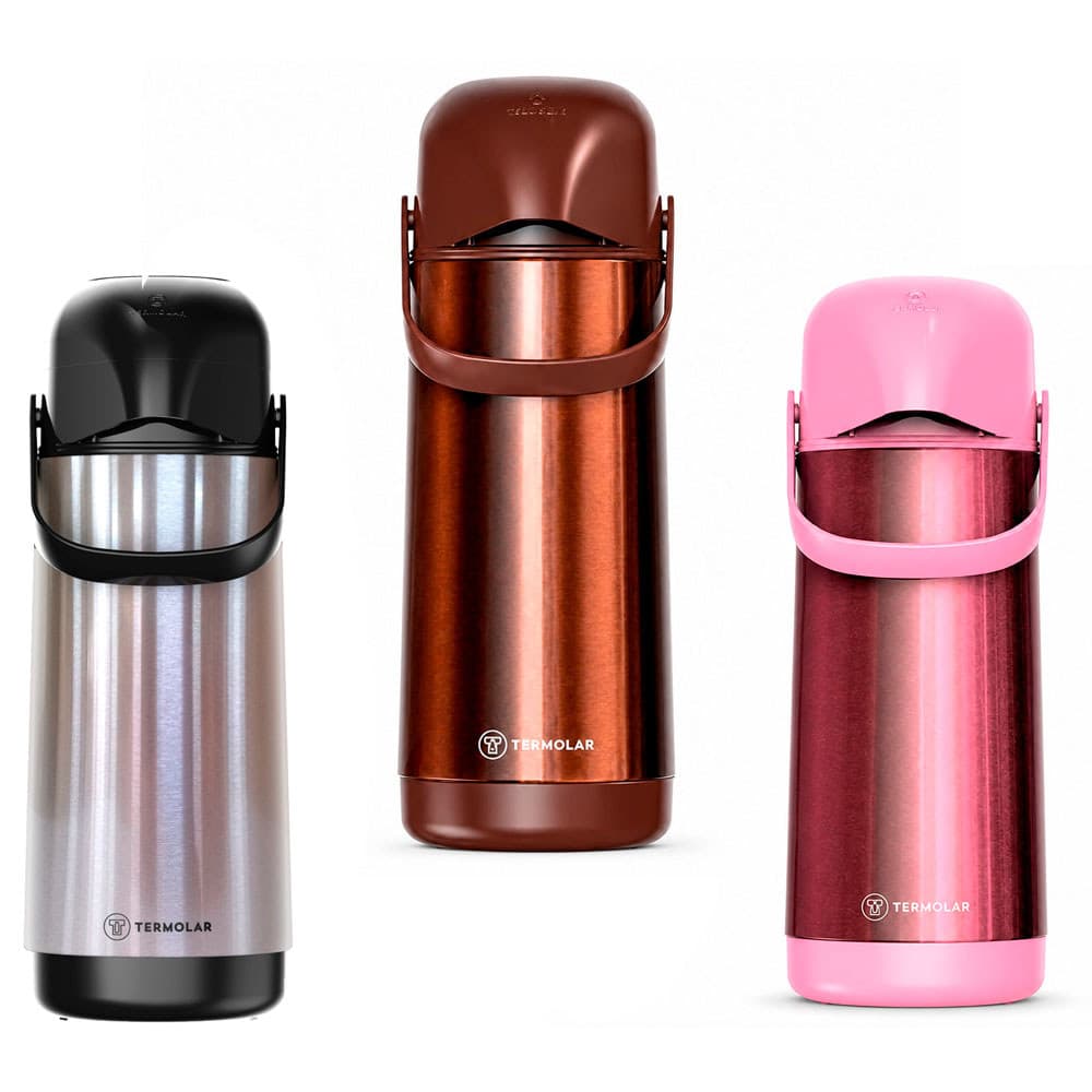 Garrafa de Café Térmica Termolar Lúmina Inox 1 Litro para Bebidas Quentas Água Chá Café