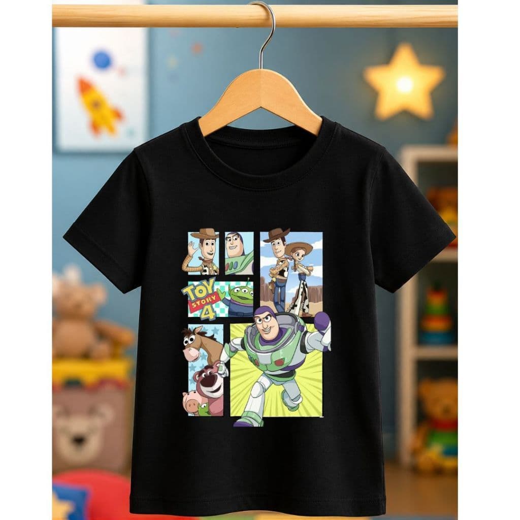 Camiseta Básica Infantil 100% Algodão Premium Camisa Desenho Filme Personagens Toy Story