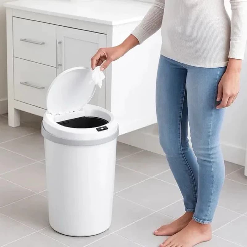 Lixeira Automática Sensor Joga Sujeira Descarte Resíduos Reciclagem Papel Folha Recipiente