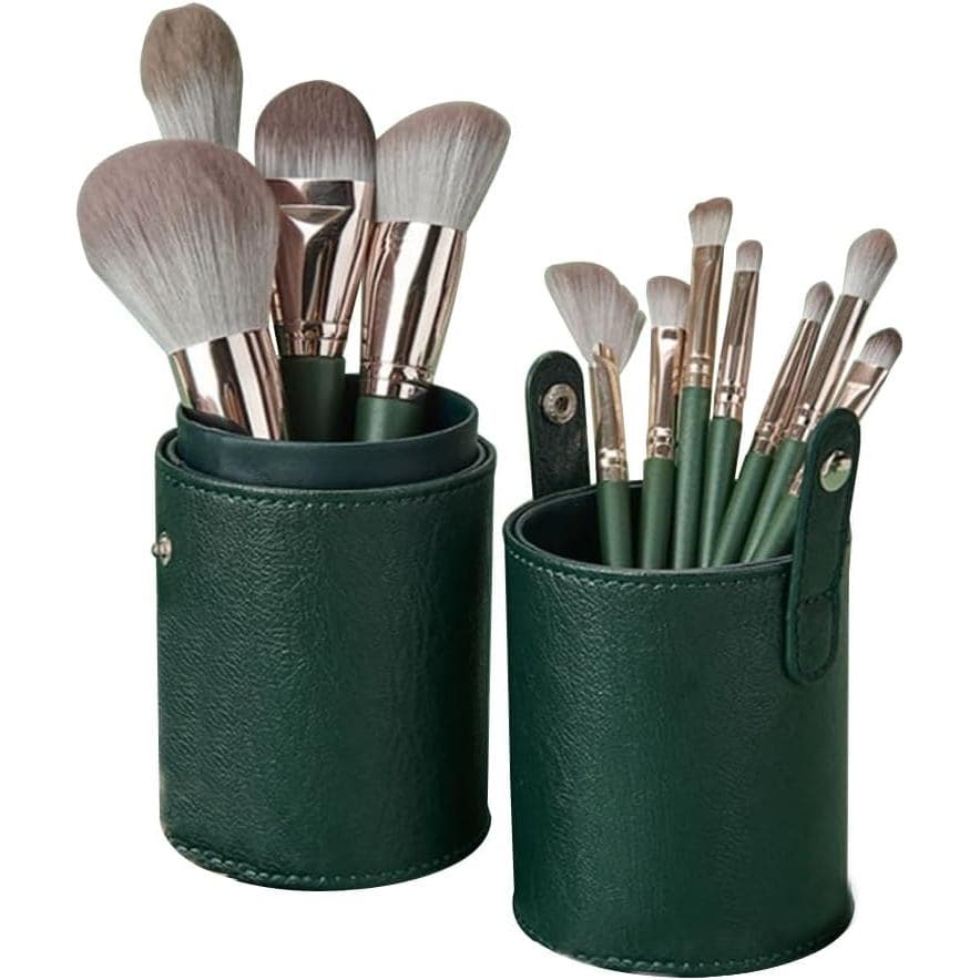 Conjunto de Pincéis de Maquiagem GoatHair com 14 Peças para Rosto e Olhos, Cerdas Ultra Macias, Conjunto de Pincéis de M