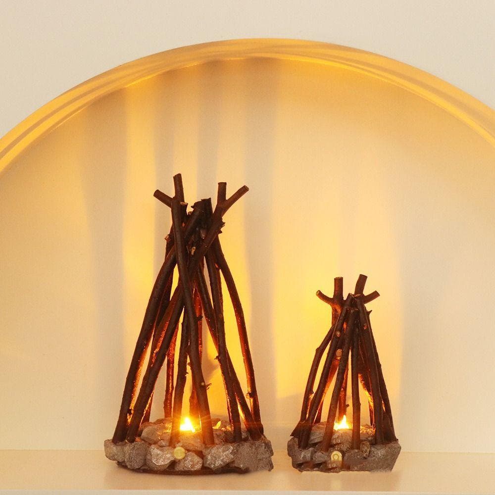 LED Luz Noturna Para Fogueira , Design Artesanal , Efeito De Chama 3D , Ramo De Árvore Feito À Mão Brilhante