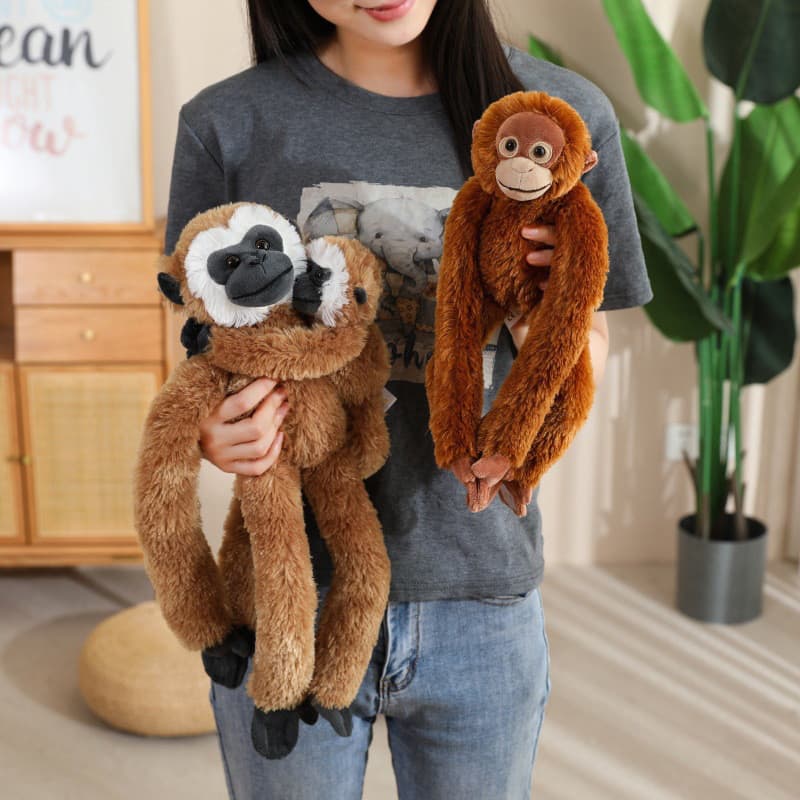 Desenhos animados macaco de braço longo orangotango boneca brinquedo de pelúcia mãe-filho raposa macaco preguiça boneca