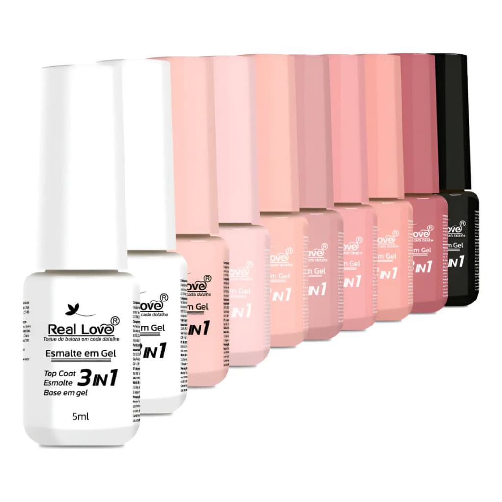 Kit Esmalte 3 Em 1 Com 10 Cores + Mini Cabine - Real Love