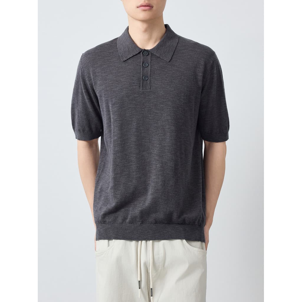 Momaike roupas masculinas Gaozhi Commuter camisa POLO de malha de manga curta 2026 verão novo estilo Slub linho algodão