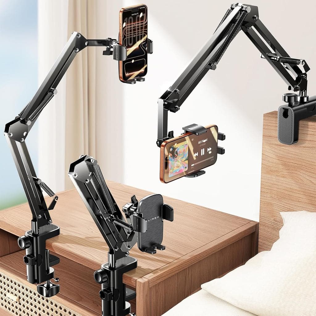 Suporte de Telefone LISEN com Braço Flexível para Cama e Mesa [3ª Geração Aprimorada] Suporte para Celular para Mesa, Ca