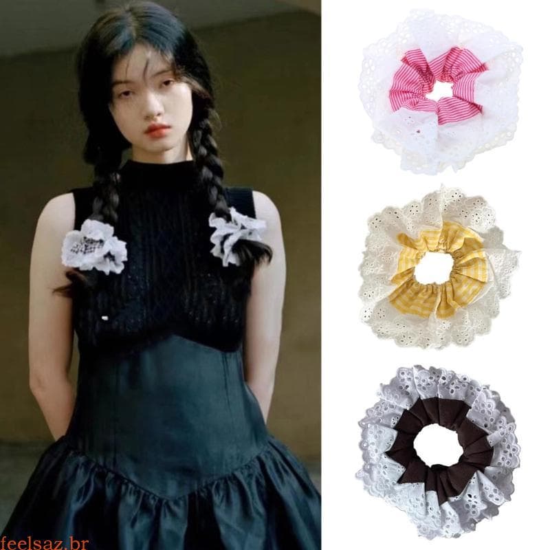 feelsaz Estética Laço Cabelo Scrunchy Feminino Coque Hairpieces Scrunchies Adolescente Menina Styli