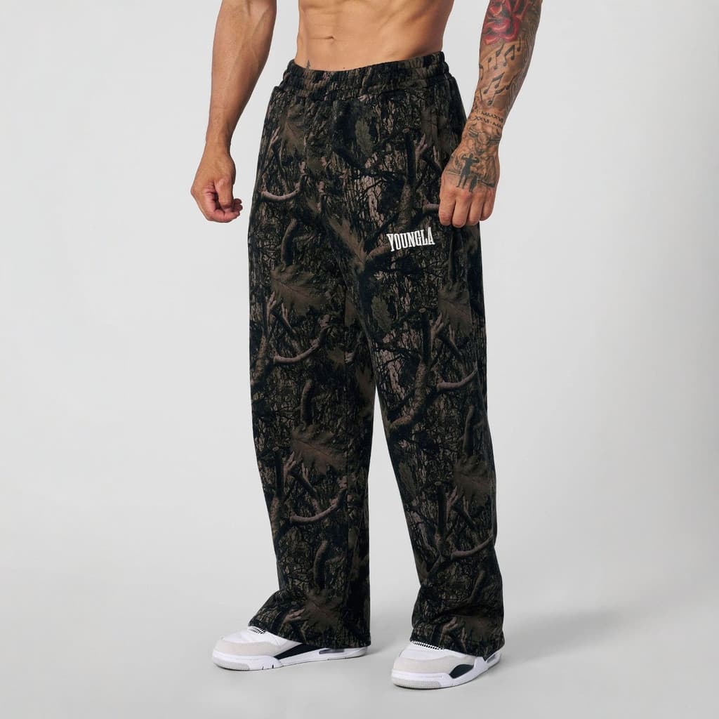 You youngla American Street Wear Calças Casuais Homens Camuflagem Digital Impresso Calças Retas Esportes Fitness Solto S