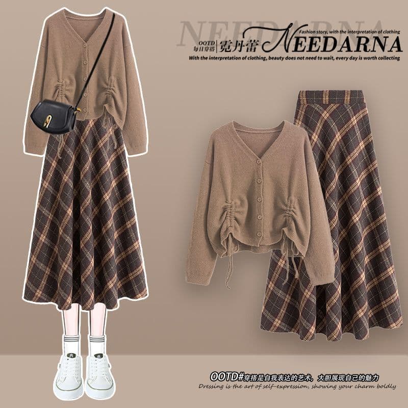 Outono inverno Meilade usar um terno inteiro feminino 2024 novo estilo estilo coreano moda camisola mais magro olhar sai