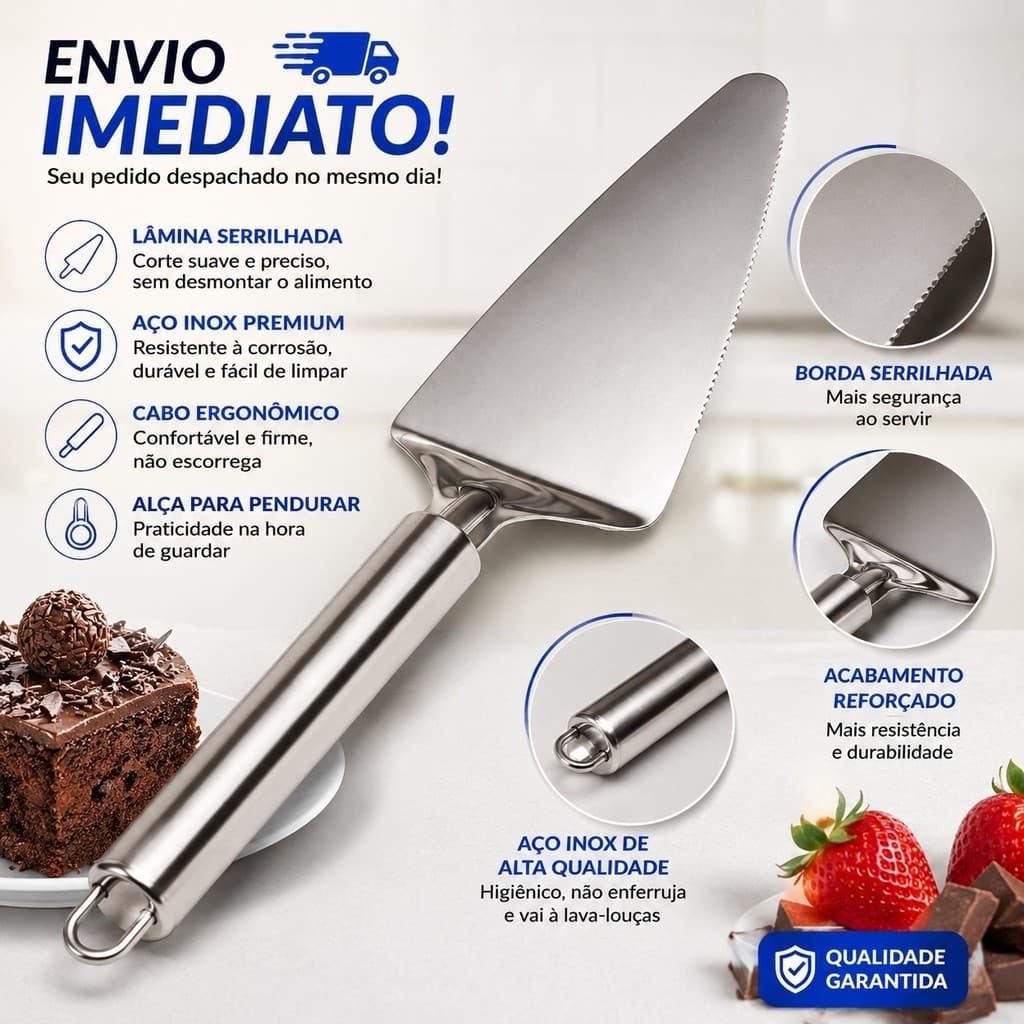 Espatula para Bolo ou Pizza Espátula Confeitaria Inox com Serrilha e Ponta Fina Escolha a Variação
