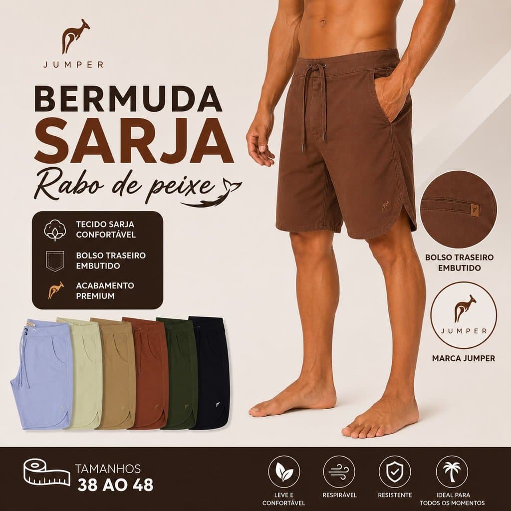 Bermuda Sarja Viés Premium Masculina - JUMPER