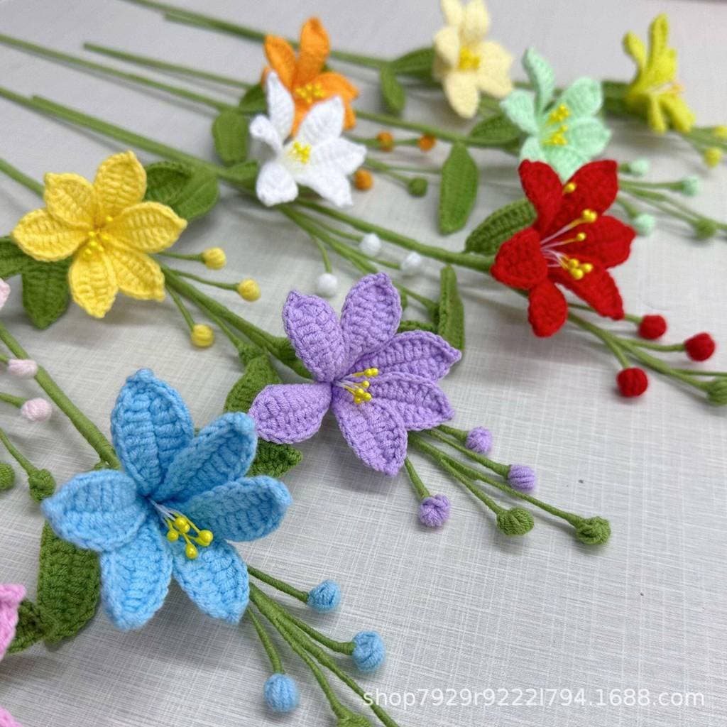Boneca fofa tricô Mars crochê flor orquídea produto acabado mão pura buquê de tricô Artificial peça doméstica crochê flo