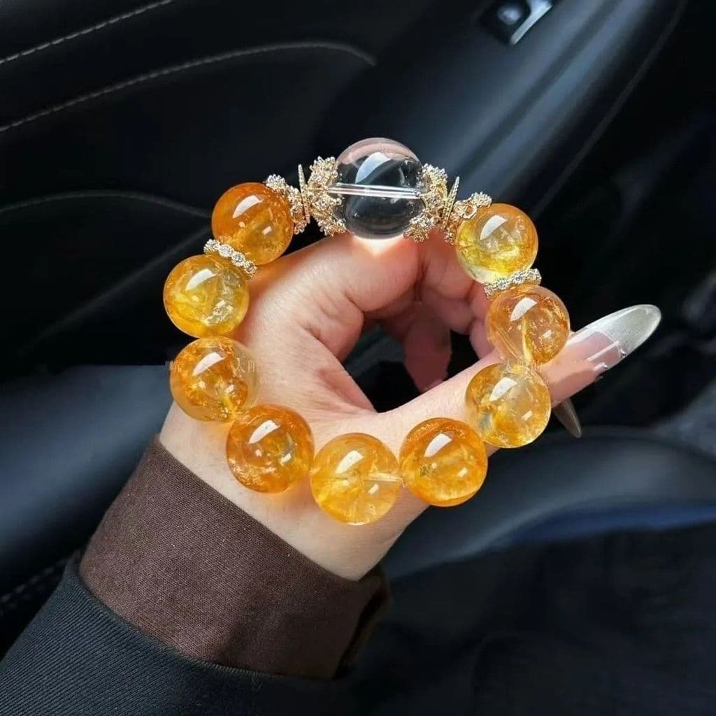 Pulseira de cristal citrino amarelo que traz fortuna, pulseira de citrino que atrai riqueza e muda a sorte para mulheres