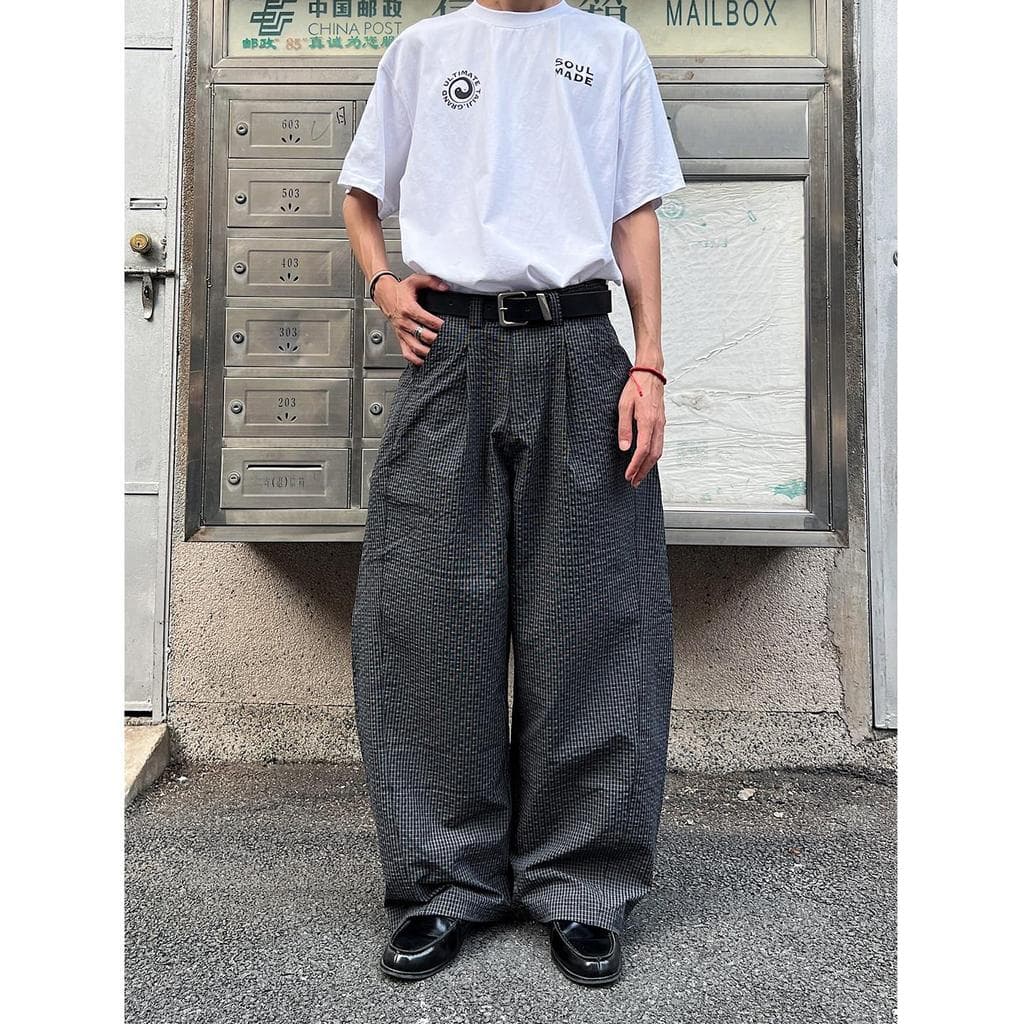 Preto xadrez de secagem rápida solto calças casuais masculino americano simples Retro sentir diário Commuter All-Match p