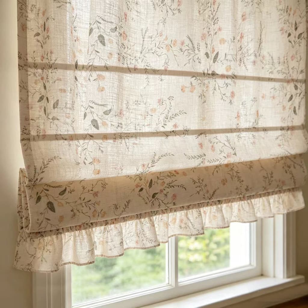 Cortina romana estilo chinês, janela pequena francesa, cortina de rolo para sala de estar, corta-vento de meia-idade, ch