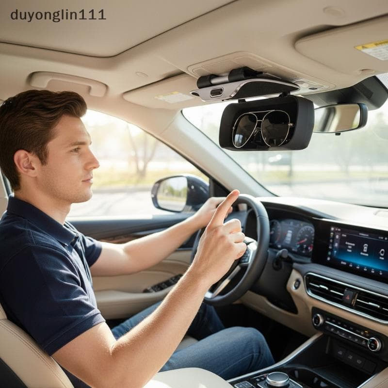 (duyonglin111) Caixa De Armazenamento De Óculos De Carro Portátil Multifuncional Suporte Sol Organizador De Viseira De P