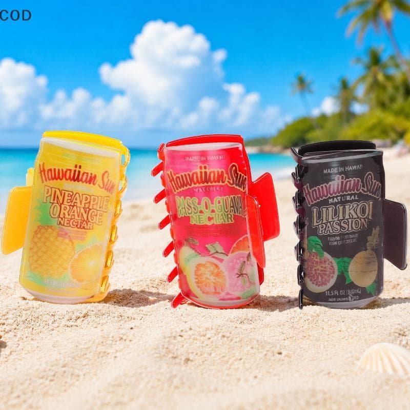 [ala] Suco Havaiano Pode Imprimir Clipes De Garra De Cabelo Engraçado Bonito Bebida Projetar Grampos Verão Praia Férias