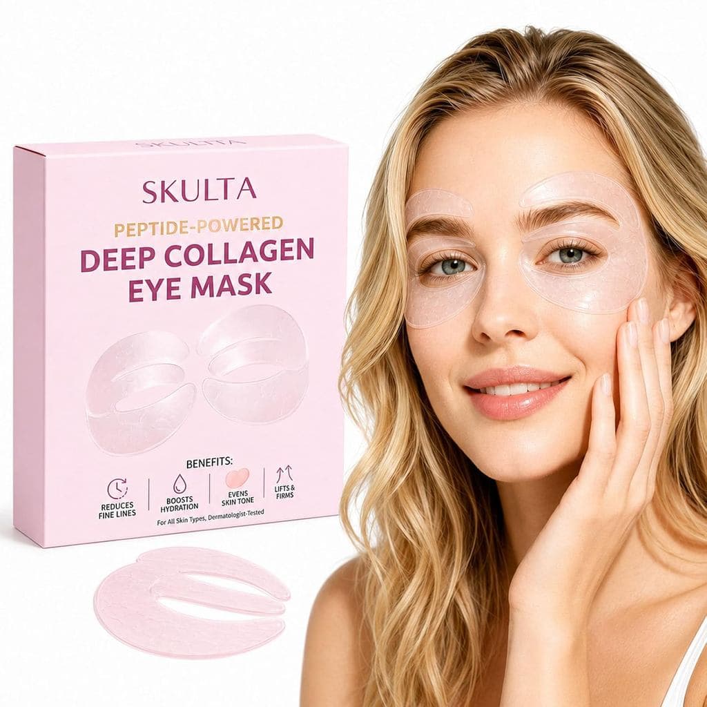 Máscara para Olhos com Colágeno e Peptídeos Skulta – Patches de Hidrogel Peptide-8 para Olheiras, Inchaço e Linhas Finas