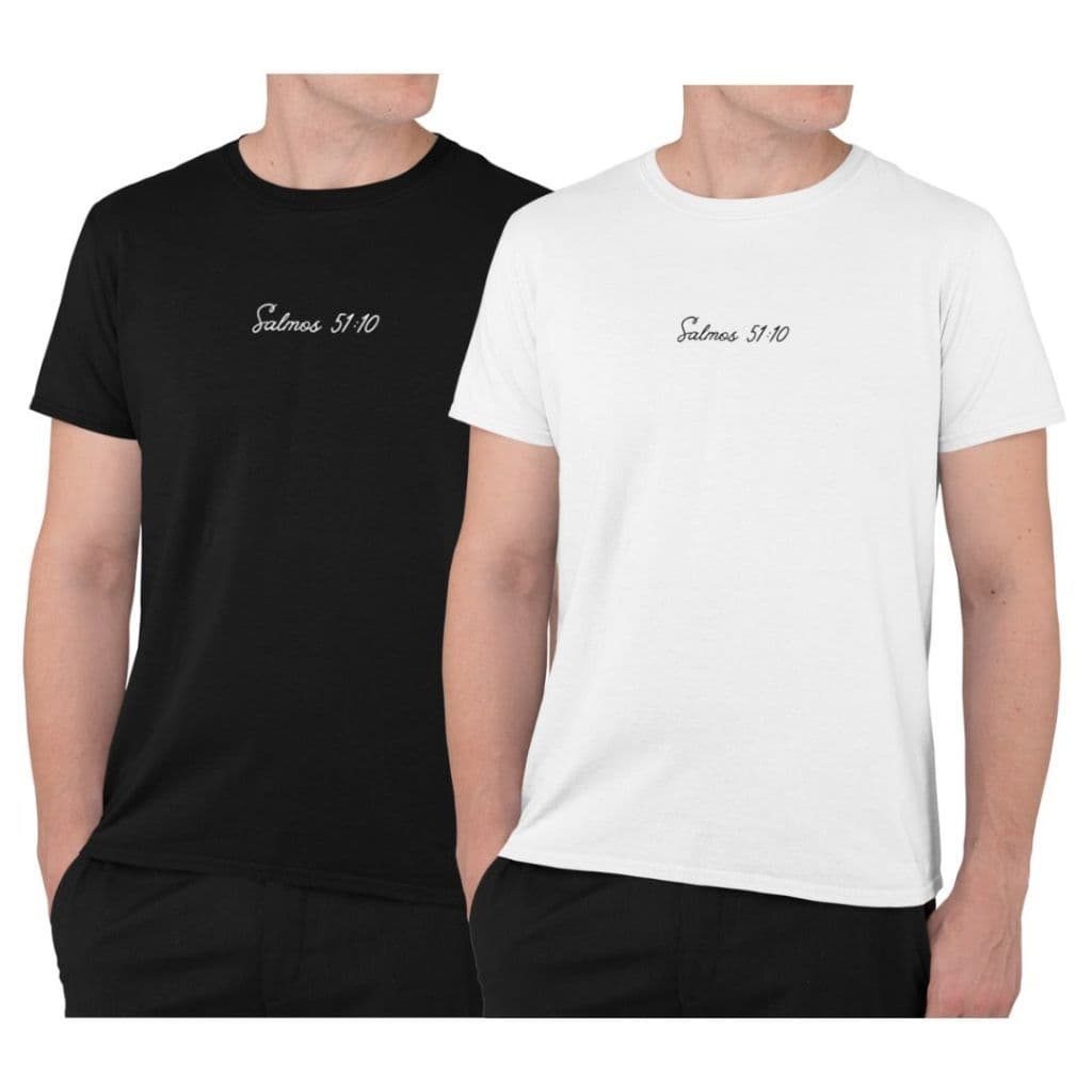 Camiseta  básica, promoção / dia a dia manga curta/100%algodão/versiculo biblico "Salmos 51:10"