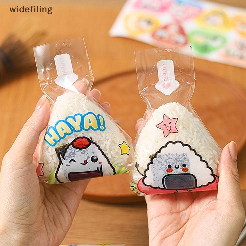 50 Pçs Dos Desenhos Animados Para Triângulo Bola De Arroz Paaging Saco Nori Onigiri Sushi Com 2 Molde E 50 Stiers Fazend