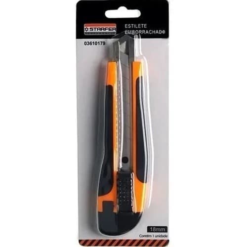Estilete Emborrachado com Trava 3 Laminas 18mm Starfer Multiuso Eficaz Praticidade Funcional SB