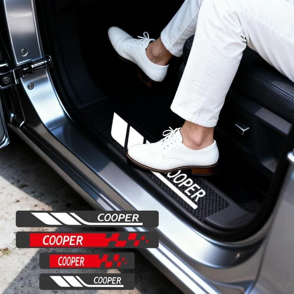 Kit 4 Peças Textura 3D Protetor De Soleira De Porta Automotiva Acessórios Para Carro For Mini Cooper SE Electric