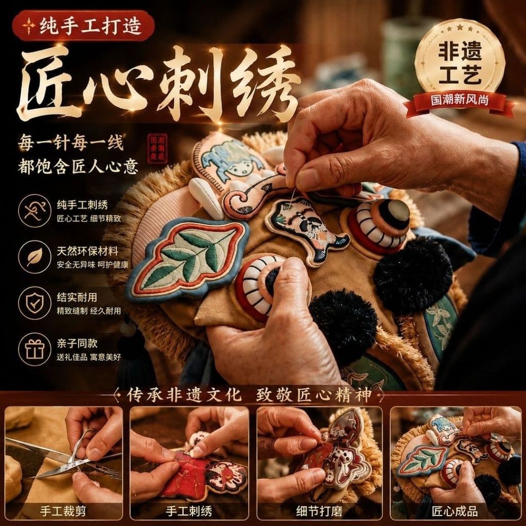 Bolsa Transversal com Boneco de Cabeça de Tigre, Patrimônio Cultural Imaterial, Bolsa Bordada Estilo Chinês, Bolsa Uniss