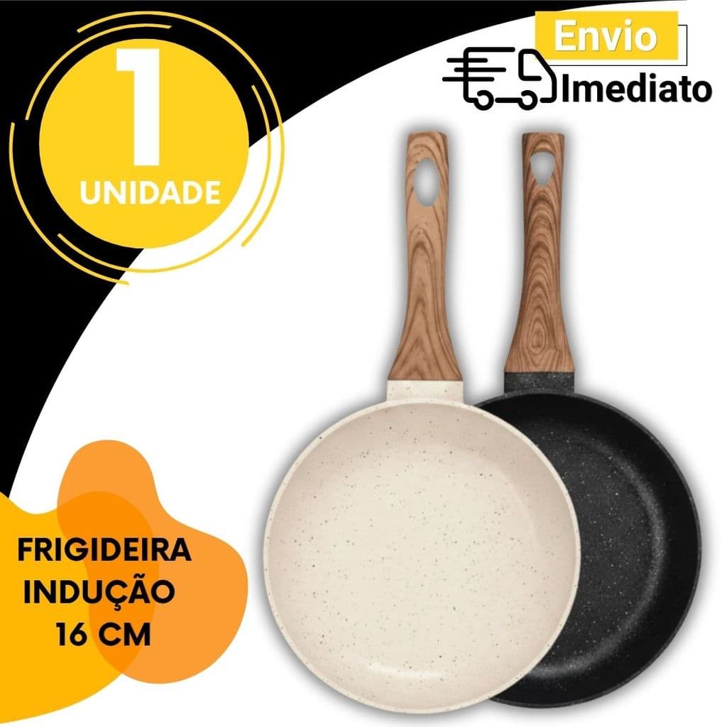 Frigideira 16cm Cerâmica Antiaderente Indução Cabo Antitérmico Fogão Gás Elétrico 1 Unidade MULTIUSO