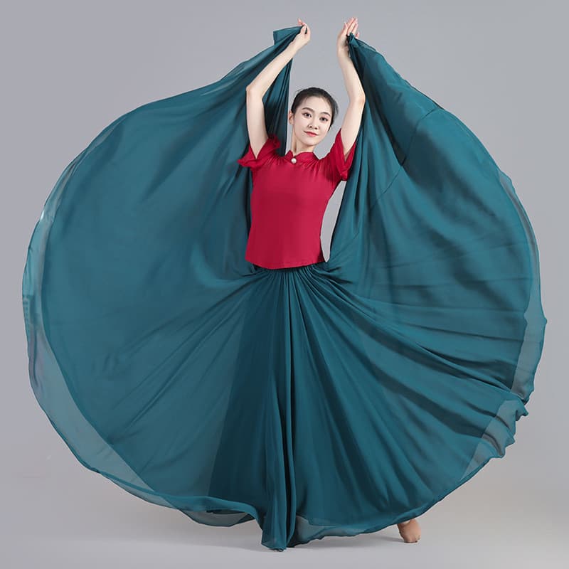 720 graus grande balanço Chiffon saia feminina 2024 primavera verão outono grande vermelho Xinjiang dança saia quadrada