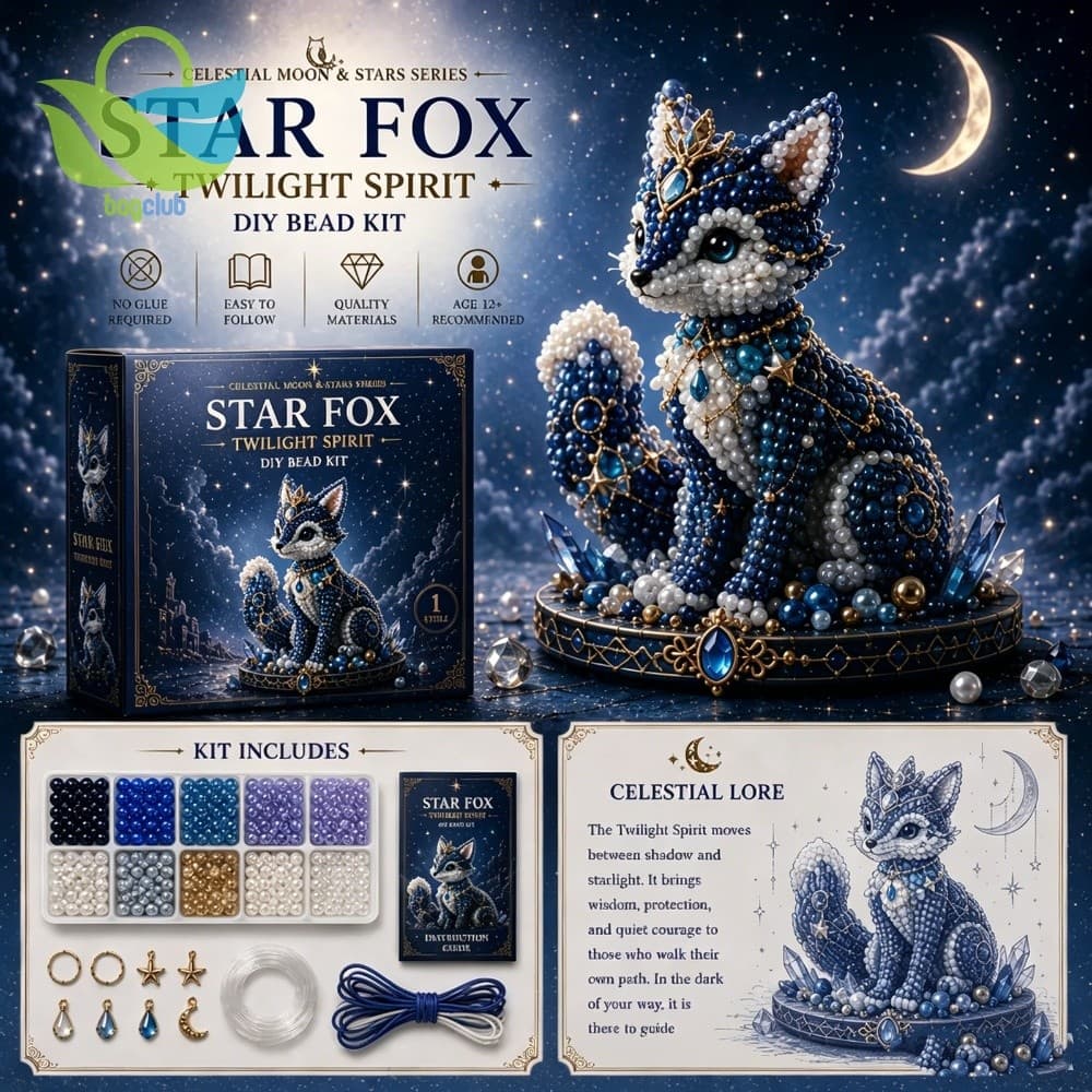 Kit de Miçangas 3D com Tema Raposa Estelar com Materiais Completos e Instruções Ilustradas para Iniciantes