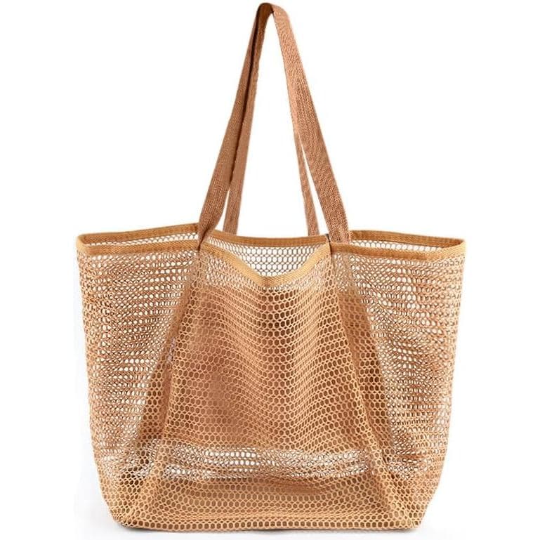 Bolsas de Praia HOHOM para Mulheres, Bolsa de Malha para Viagens de Verão com Grande Bolso Interno, Bolsa de Ombro Tecid