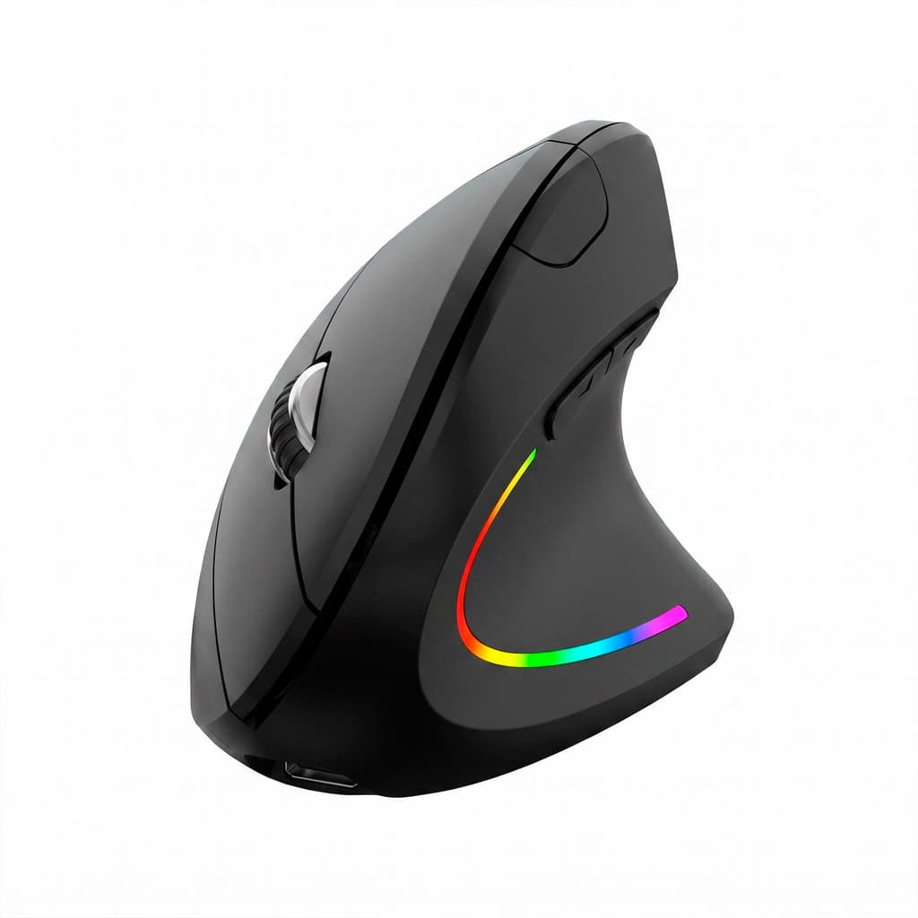 Mouse Vertical Ergonômico Wassay com Iluminação e Botões Laterais