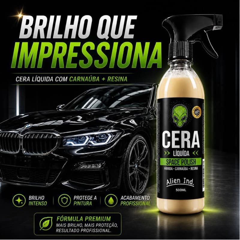 Cera Líquida Híbrida 500ML Super Brilho Automotiva Alien Ind.