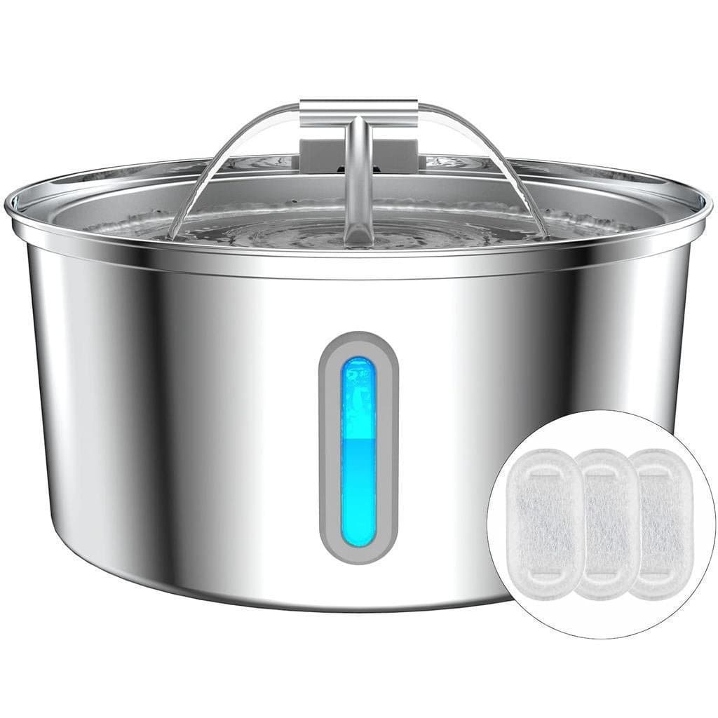 Dispensador de Água para Gatos LeFu em Aço Inoxidável 0,8 Galão/108 Onças Fonte de Água para Animais de Estimação