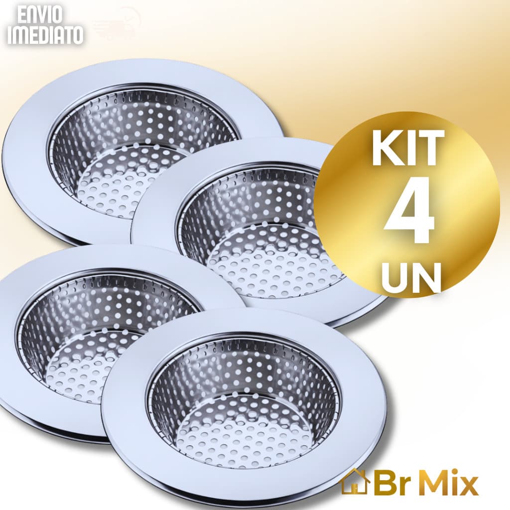 Conjunto Ralos Ralinho para Pia 7cm em Aço Inox Resistente Cozinha Doméstica e Profissional