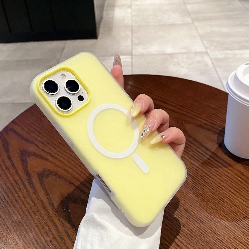 Luxo Doce Cor 2 Em 1 Caso De Telefone Para iPhone 17 16 15 14 13 12 Pro Max Carga Magnética Sem Fio Fosco Capa Macia