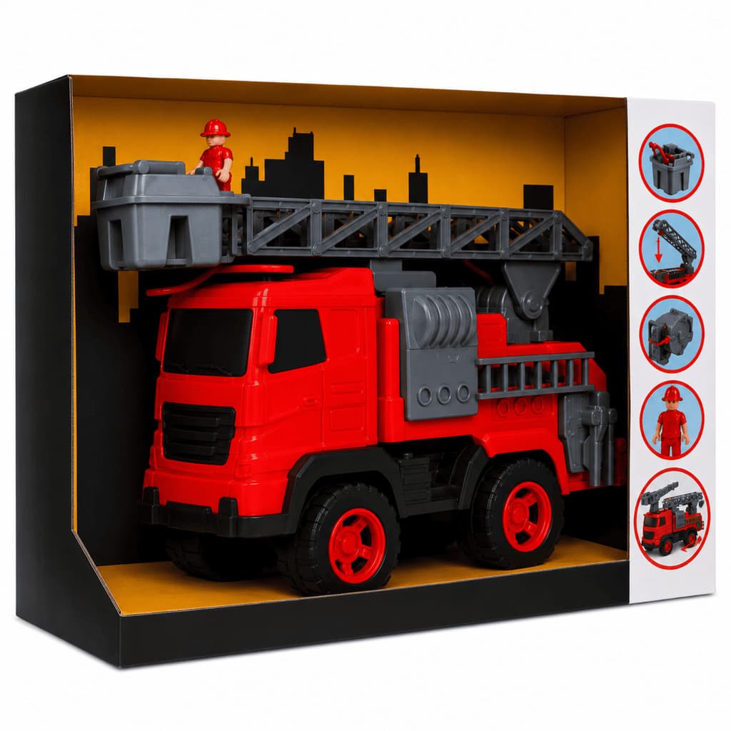 Caminhão Max Bombeiro Adijomar Lança Água com Boneco Escada Magirus Ref 999 Infantil