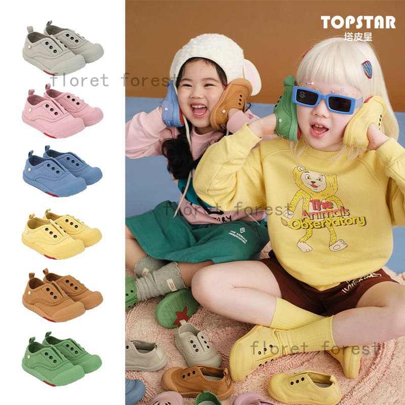 Topstar crianças doces cor sapatos de lona primavera outono jardim de infância sapatos internos 3 meninos meninas desliz