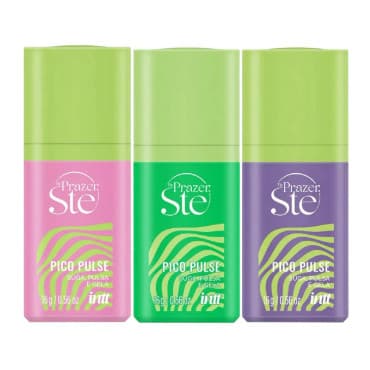 KIT 3 Pico Pico INTT Gel Sugador Pulsa, Treme e Vibra Gel Excitante Unissex com Efeito de Sucção Menta Uva e Melancia