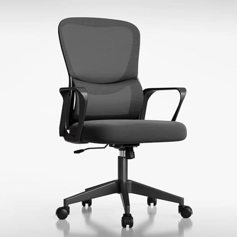 Cadeira De Escritório Ergonômica Com Encosto Médio Mesa Giratória Computador Altura Ajustável Apoio Lombar Respirável Pa