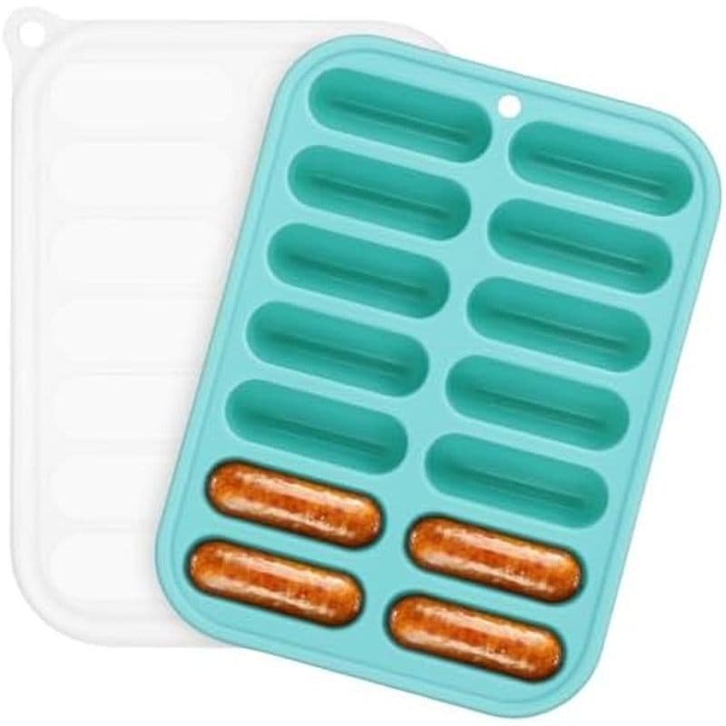 Moldes De Salsicha De Silicone-Fabricante Quente Flexível Antiaderente-Recipiente De Cozimento A Vapor Com 14 Cavidades