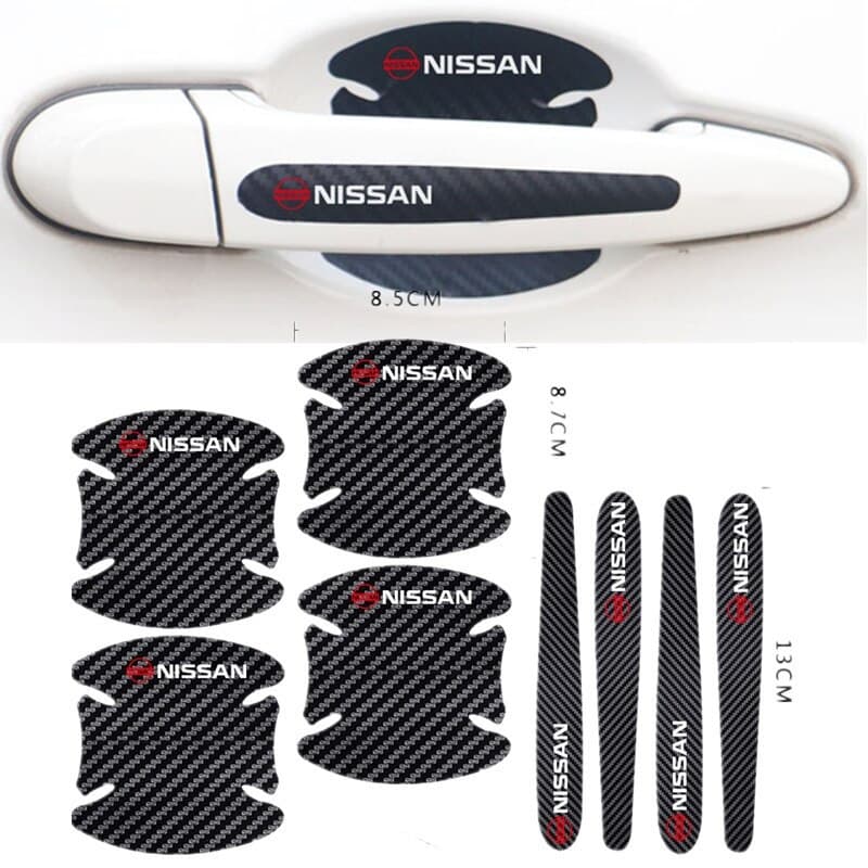 1Y7A 8 Peças Adesivos Protetores de Maçaneta de Porta de Carro em Fibra de Carbono para Nissan Versa Kicks March Tida Se