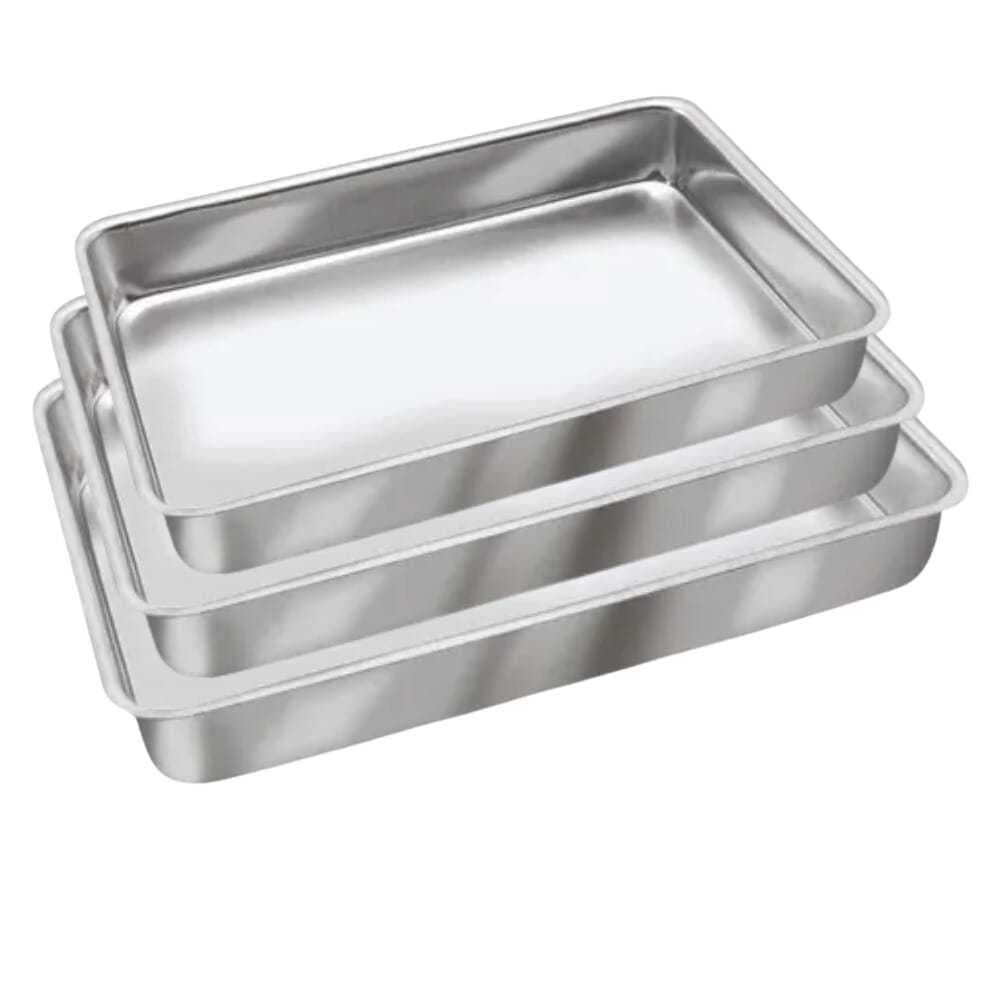 kit 3 Assadeiras Retangulares 18x27, 20x31 e 23x34 cm  Formas para Bolo, Lasanha e AirFryer  Kit Versátil e Compacto