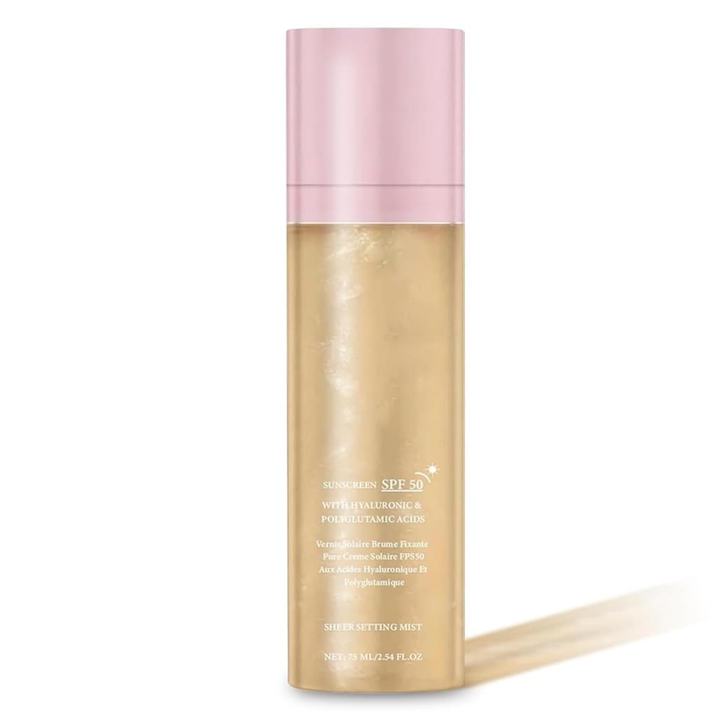Névoa Fixadora de Protetor Solar SPF50, Névoa Corporal Iluminadora de Amplo Espectro, Spray Hidratante para Maquiagem,