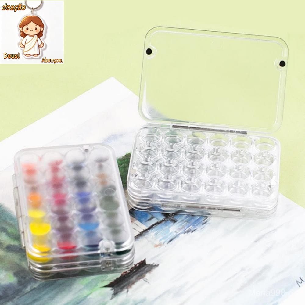 Paleta De Aquarela Vazia Pequena De 24 Grades Caixa De Pintura Hidratante Mini Arte Portátil Para Esboçar Estudante Em M