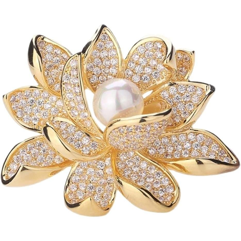 Broches de Flor Vermelha de Cristal para Mulheres, Elegantes Broches Florais de Esmalte com Strass, Joias de Moda para F