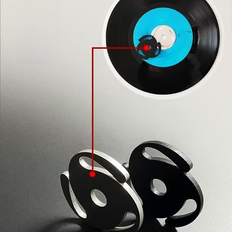 Adaptador de fixação para disco de vinil de 7 polegadas com furo grande, amortecedor e antiderrapante, conversor de 45 R