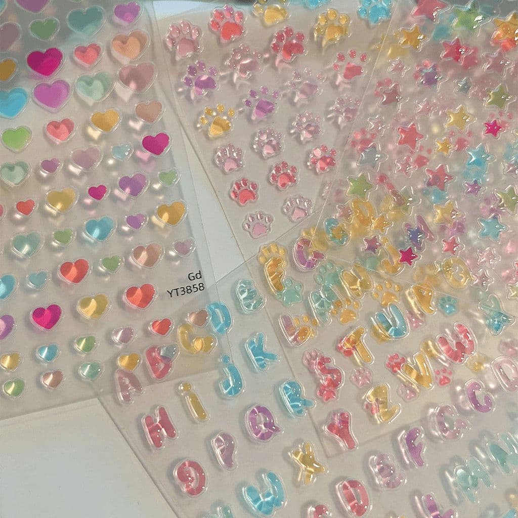 [Estoque pronto] Novo estilo de gelatina transparente estilo Macaron estrela Manicure adesivo estrela de cinco pontas am